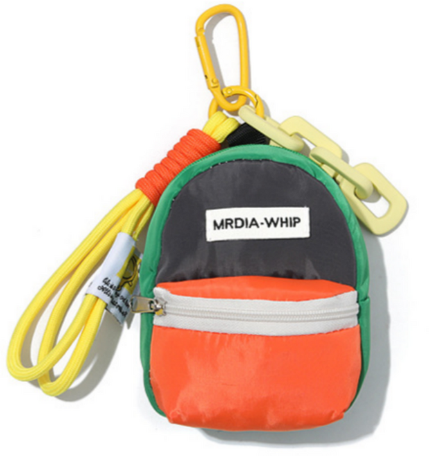 모아모어 백팩 미니 파우치 이어폰 립밤 케이스 키링 동전지갑, 오렌지, 1개