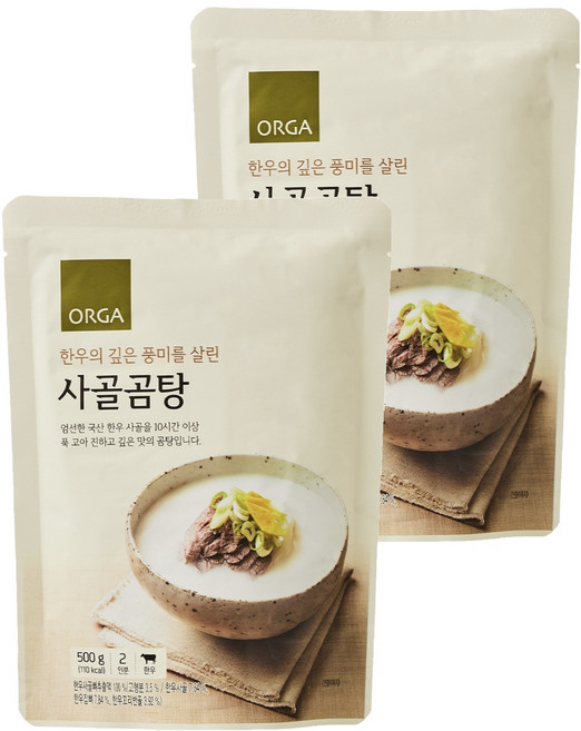 올가홀푸드 사골곰탕, 500ml, 2개