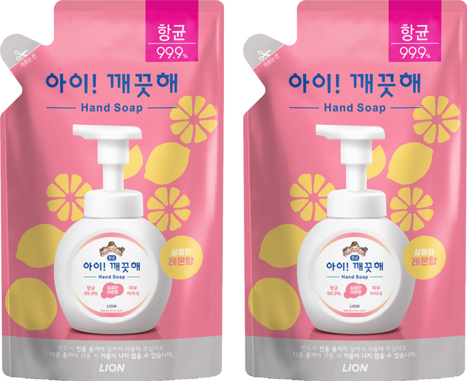 아이깨끗해 핸드워시 레몬향 리필형, 200ml, 2개