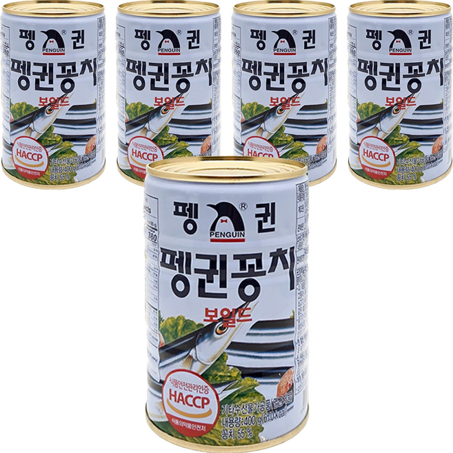 펭귄 꽁치 보일드 통조림, 400g, 5개
