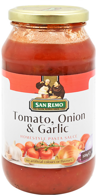 SAN REMO 頂級義大利麵醬 蕃茄大蒜, 500g, 1罐