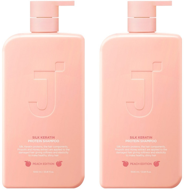 제이숲 실크 케라틴 단백질 샴푸 피치 에디션, 1L, 2개