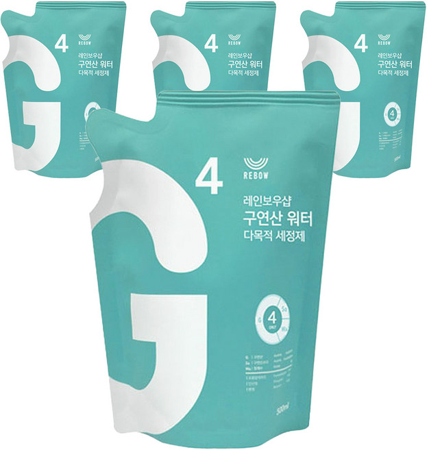 레인보우샵 구연산 워터 다목적세정제 리필, 500ml, 4개