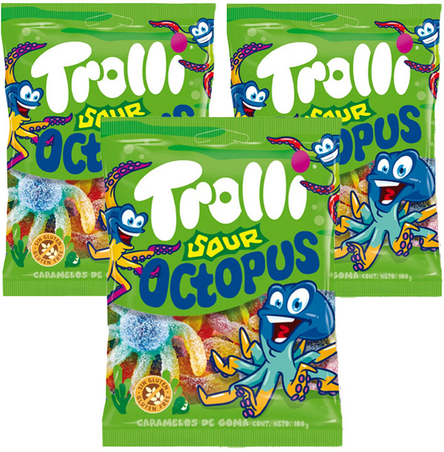 트롤리 사우어 옥토퍼스 젤리, 100g, 3개