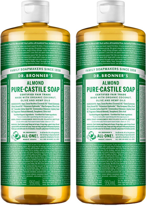 닥터브로너스 아몬드 페이스 앤 바디 퓨어 캐스틸 솝 바디워시, 950ml, 2개