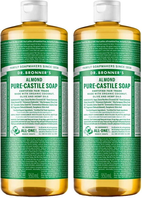 닥터브로너스 아몬드 페이스 앤 바디 퓨어 캐스틸 솝 바디워시, 950ml, 2개 - 쿠팡