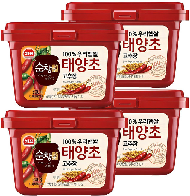 해표 순창궁 우리햅쌀 고추장, 500g, 4개