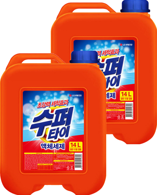 수퍼타이 액체세제 본품, 14L, 2개