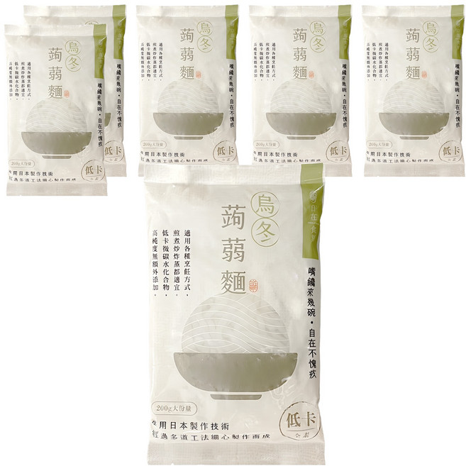 自在食刻 烏冬蒟蒻麵, 200g, 6包