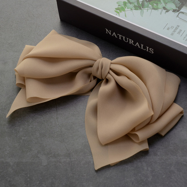 핸날 레이저 커팅 쉬폰 빅리본 자동핀