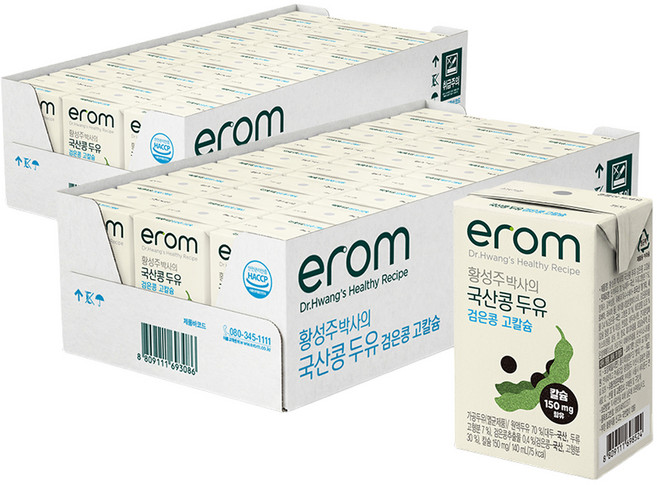이롬 황성주 박사의 국산콩 두유 검은콩 고칼슘, 140ml, 48개