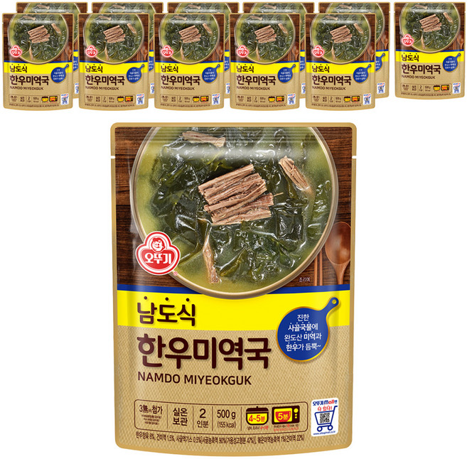 오뚜기 남도식 한우미역국, 500g, 12개