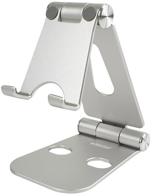와이즈데이 휴대용 접이식 탁상용 핸드폰 거치대 포터블S, 실버, 1개