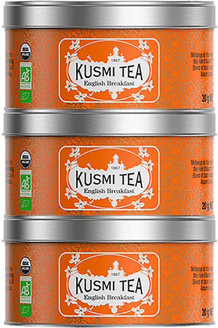 쿠스미티 유기농 잉글리쉬 브랙퍼스트 메탈틴 홍차, 20g, 3개
