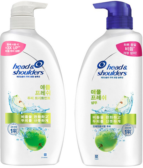 헤드앤숄더 두피 토탈 솔루션 애플 프레쉬 샴푸 850ml + 두피 트리트먼트 850ml, 1개