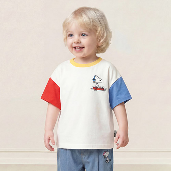 밀크마일 피너츠 스누피 레코드 컬러팝 티셔츠