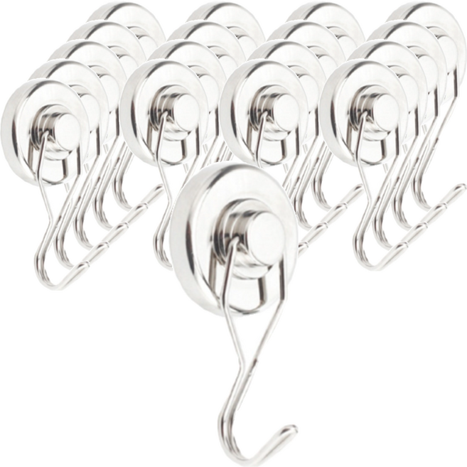 디오셀 180도 회전식 자석고리 16mm, 실버, 18개