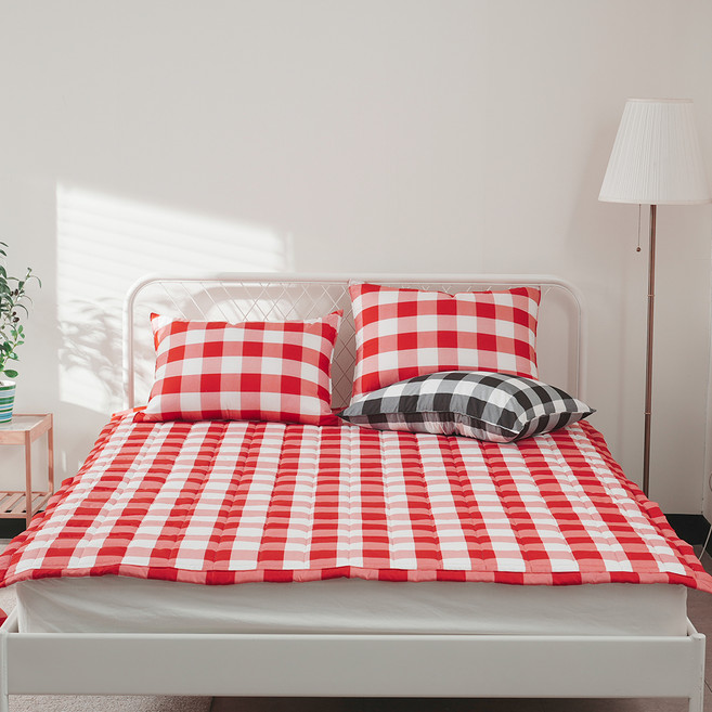 퓨어이즈룸 제니체크 클래식 워싱 마이크로 사계절 패드, 레드