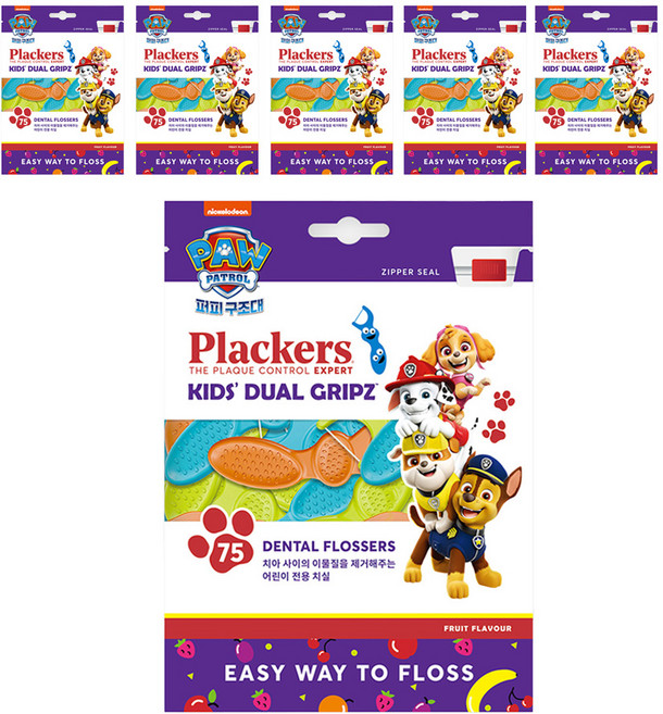 플랙커스 키즈 치실, 6.6cm, 75개입, 6개