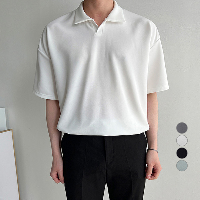 머시따 남성용 분또 오픈카라 반팔티