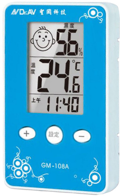 Dr.AV 聖岡科技 三合一智能液晶溫濕度計 GM-108A(B) 9.8 x 6 x 1.6cm, 藍色, 1個
