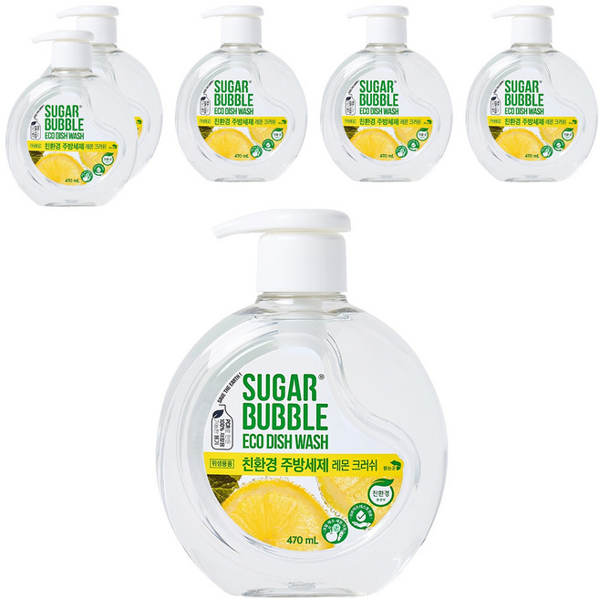 슈가버블 친환경 주방세제 레몬 크러쉬, 470ml, 6개