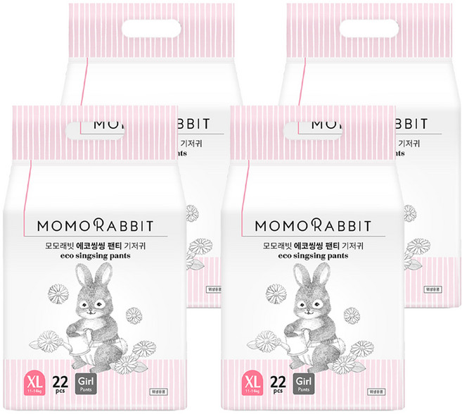 모모래빗 에코씽씽 팬티형 기저귀 여아용 특대형 XL(11~14kg), 특대형(XL), 88매