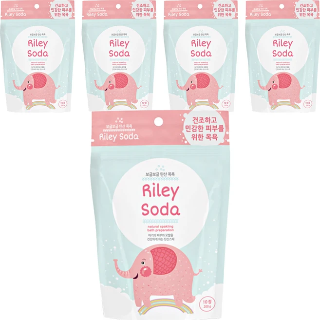 릴리소다 고보습 유아용 탄산 입욕제 10개입, 200g, 5개 - 쿠팡