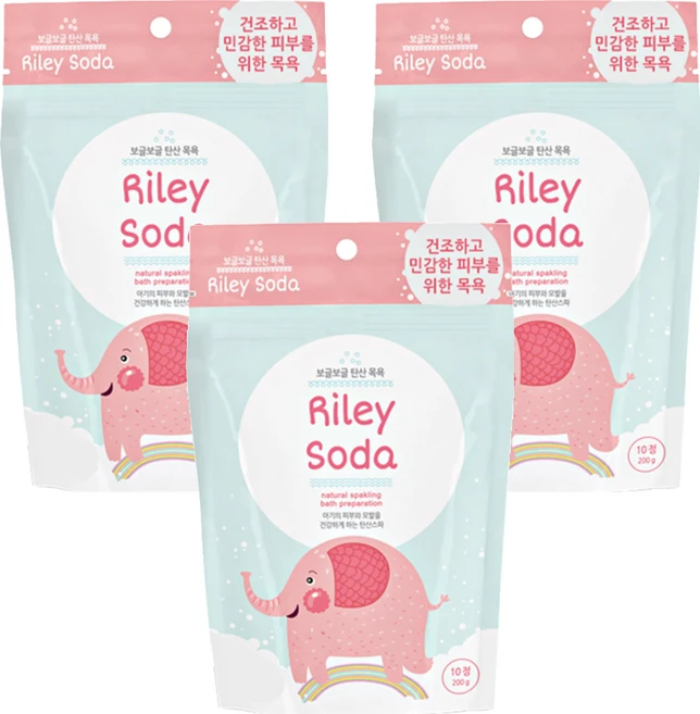 릴리소다 고보습 유아용 탄산 입욕제 10개입, 200g, 3개 - 쿠팡