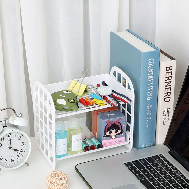 헬로젬 귀여운 파스텔 접이식 미니 선반, 화이트, 2단