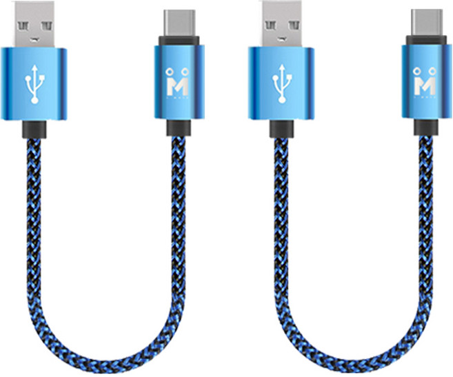 아이메이트 메탈릭 C-TYPE 숏 고속 충전 케이블 25cm, 블루, 2개, 0.25m