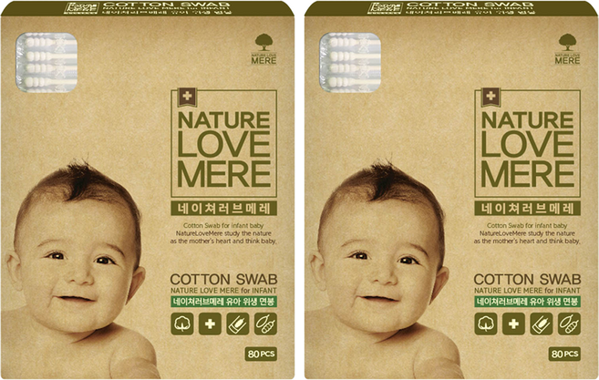 네이쳐러브메레 유아 위생면봉, 2개, 80개입