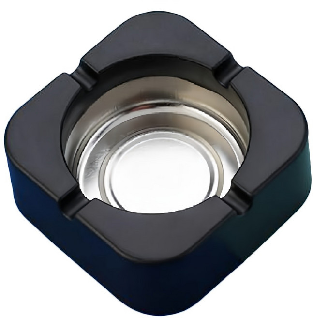 大容量簡約馬口鐵菸灰缸 方, 黑色, 1個