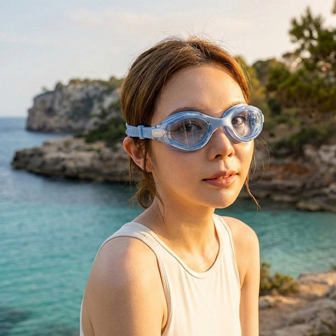 스네프 포커스 와이드 수경 귀마개 전용케이스, 스카이블루, 1개