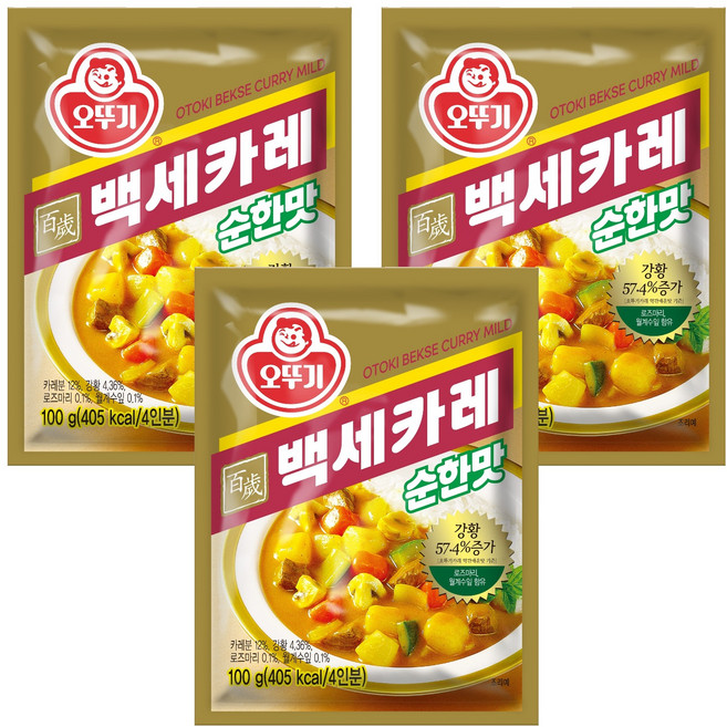 오뚜기 백세카레 순한맛, 100g, 3개