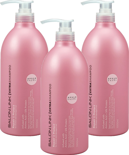 KUMANO 熊野油脂 無矽靈平衡保濕修護沙龍洗髮精 粉瓶, 1L, 3瓶