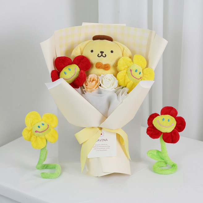 Sanrio 三麗鷗 布丁狗微笑娃娃花束, 黃色, 34 (總長) cm