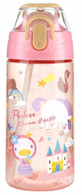 PUKU 藍色企鵝 Tritan掀蓋運動吸管水壺, 粉, 400ml, 1個