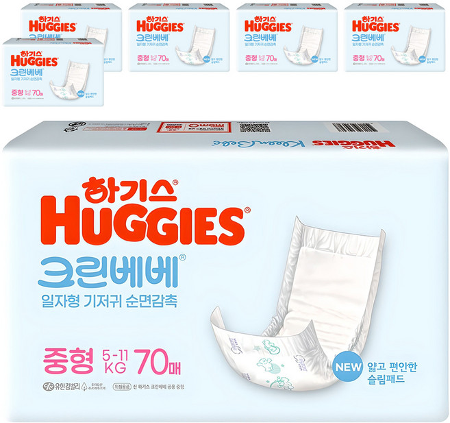 하기스 뉴 크린베베 순면감촉 일자형 기저귀 유아용, 3단계, 420매