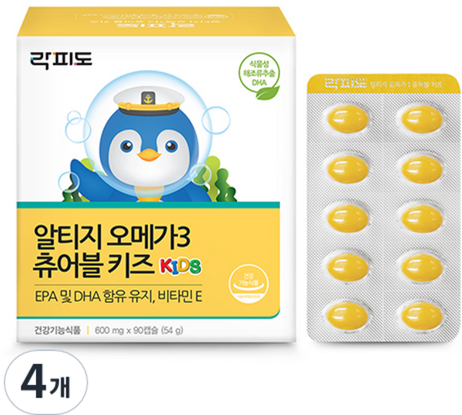 락피도 알티지 오메가3 츄어블 키즈, 90정, 4개