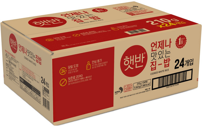 햇반 백미밥, 210g, 24개