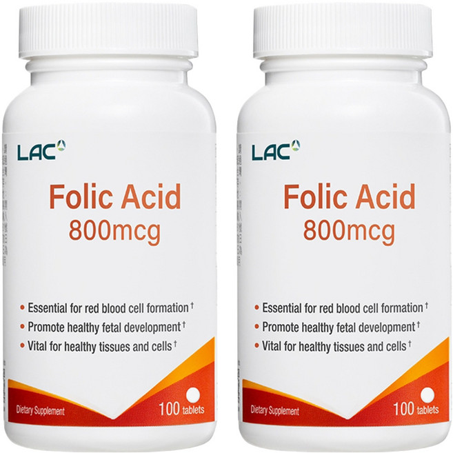 LAC 利維喜 葉酸800mcg食品錠, 800mcg, 100顆, 2罐