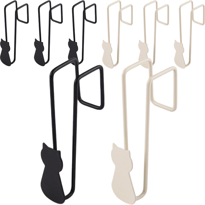 귀여운 도어훅 펀칭 홀드 후크 2종 x 2p 세트, 화이트, 블랙, 2세트