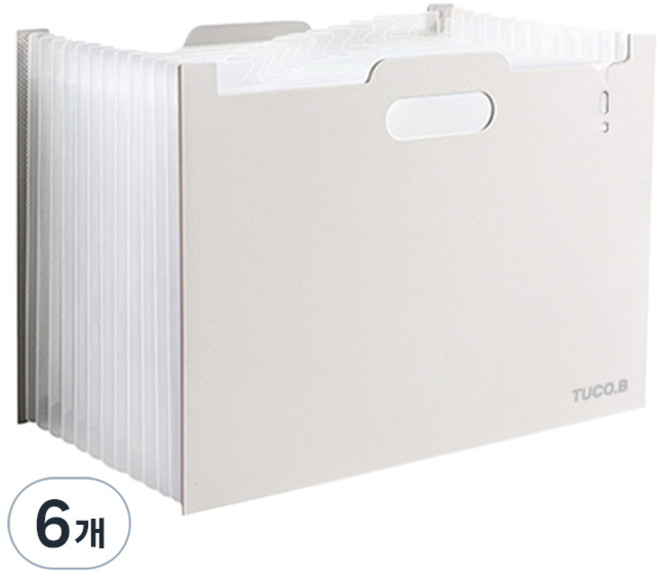 투코비 투명 인덱스 13분류 아코디언 폴더, 크림화이트, 6개