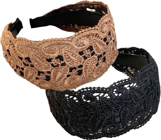 스타일플래닛 빅레이스 흘러내리지 않는 와이드 헤어밴드 2종 세트