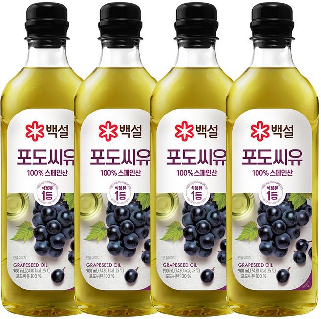백설 포도씨유, 900ml, 4개