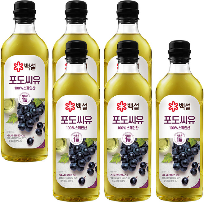 백설 포도씨유, 900ml, 6개