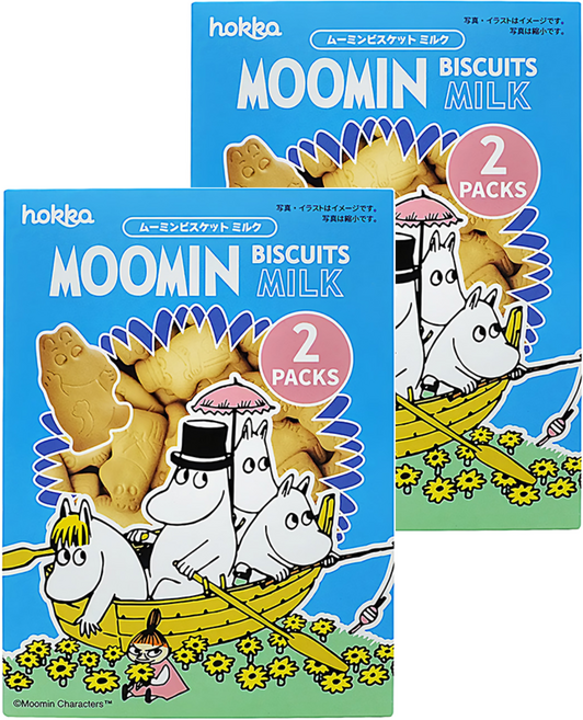 hokka 北陸製菓 嚕嚕米造型餅乾 奶香味十足 濃郁牛奶內餡 精巧小袋裝 方便攜帶 日本製造, 72g, 2盒