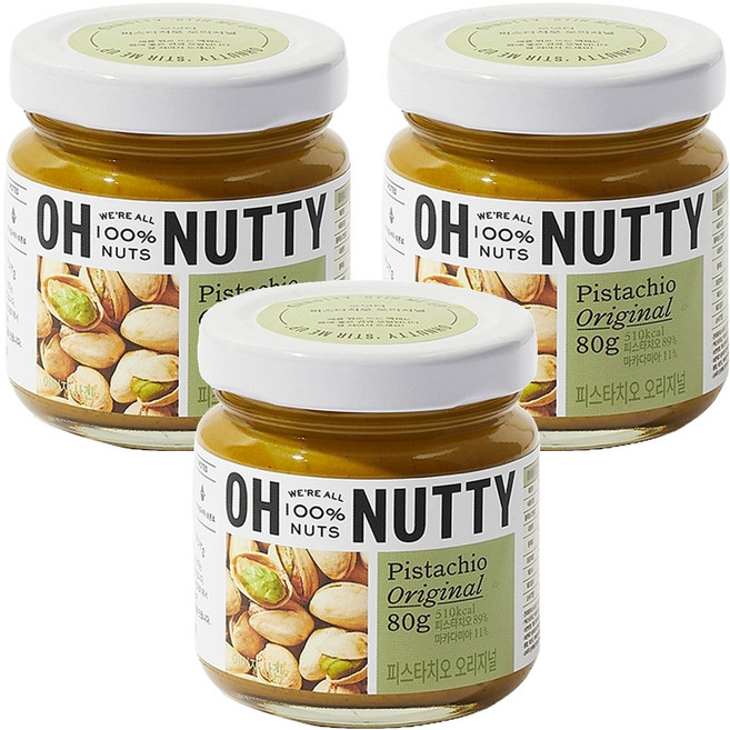 OH NUTTY 開心果抹醬 原味, 3罐, 80g
