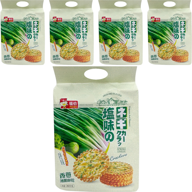 日日旺 福伯 香蔥薄脆餅乾, 260g, 5包